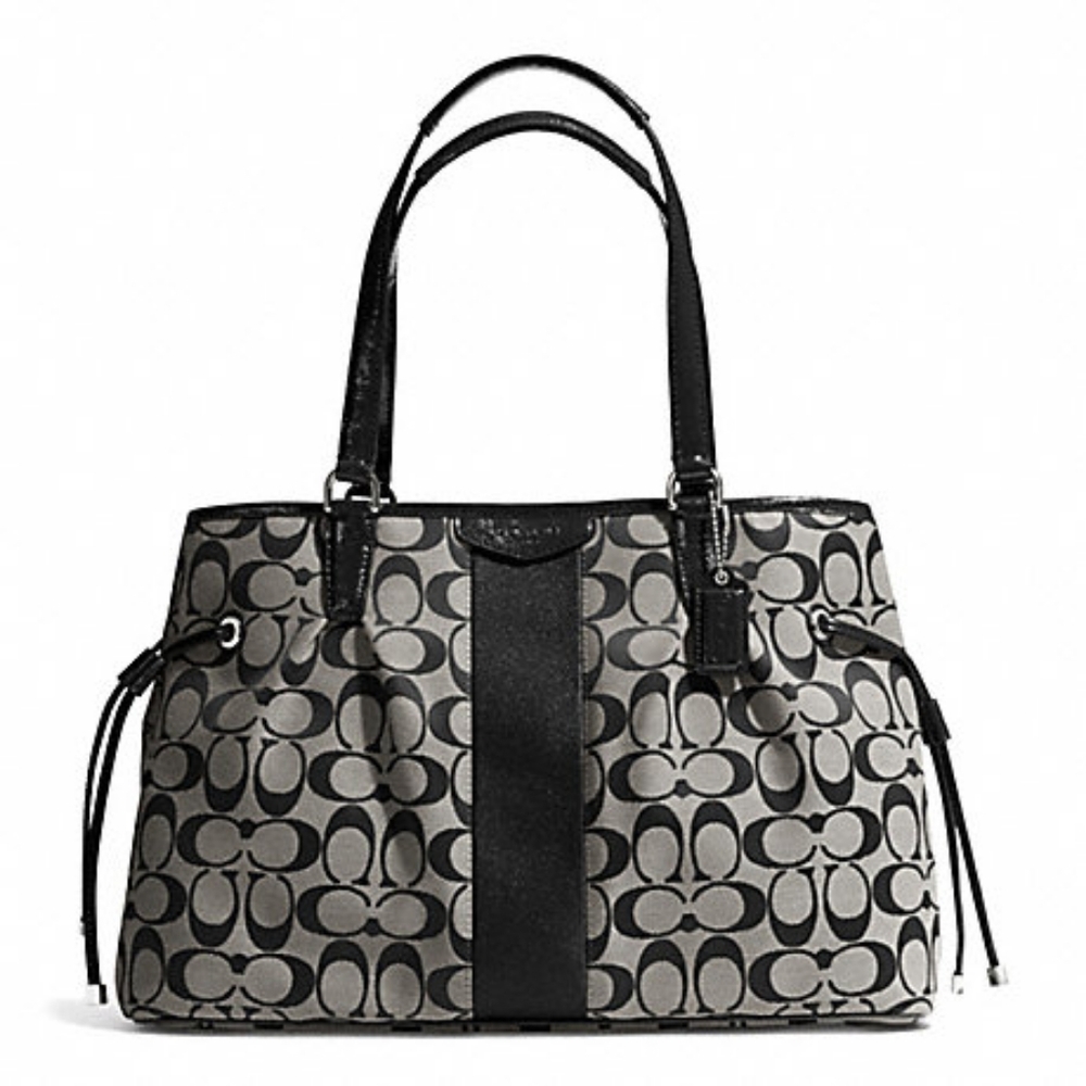 Coach signature stripe drawstrings carry all